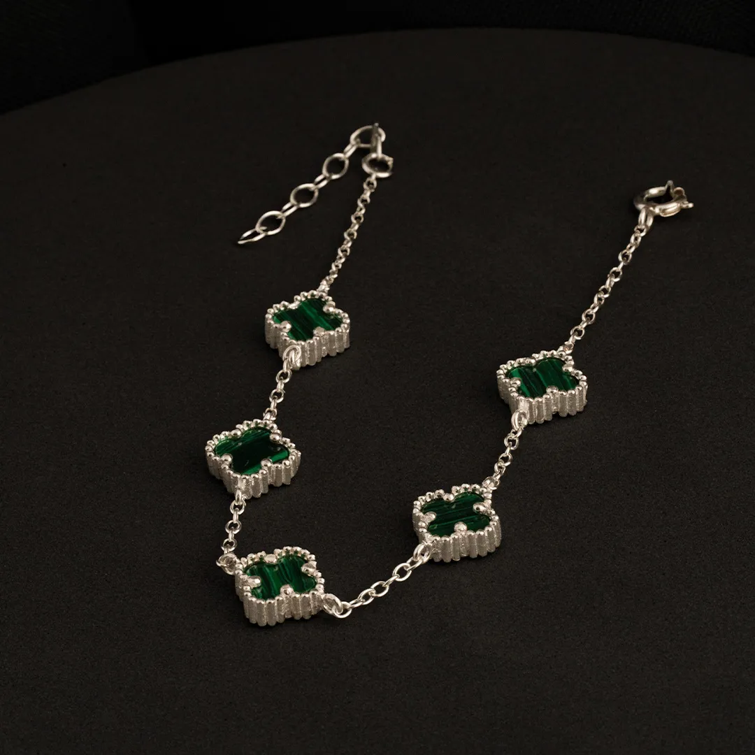 Pulsera Clover 5H Malaquita 10mm 17cms + Extensor