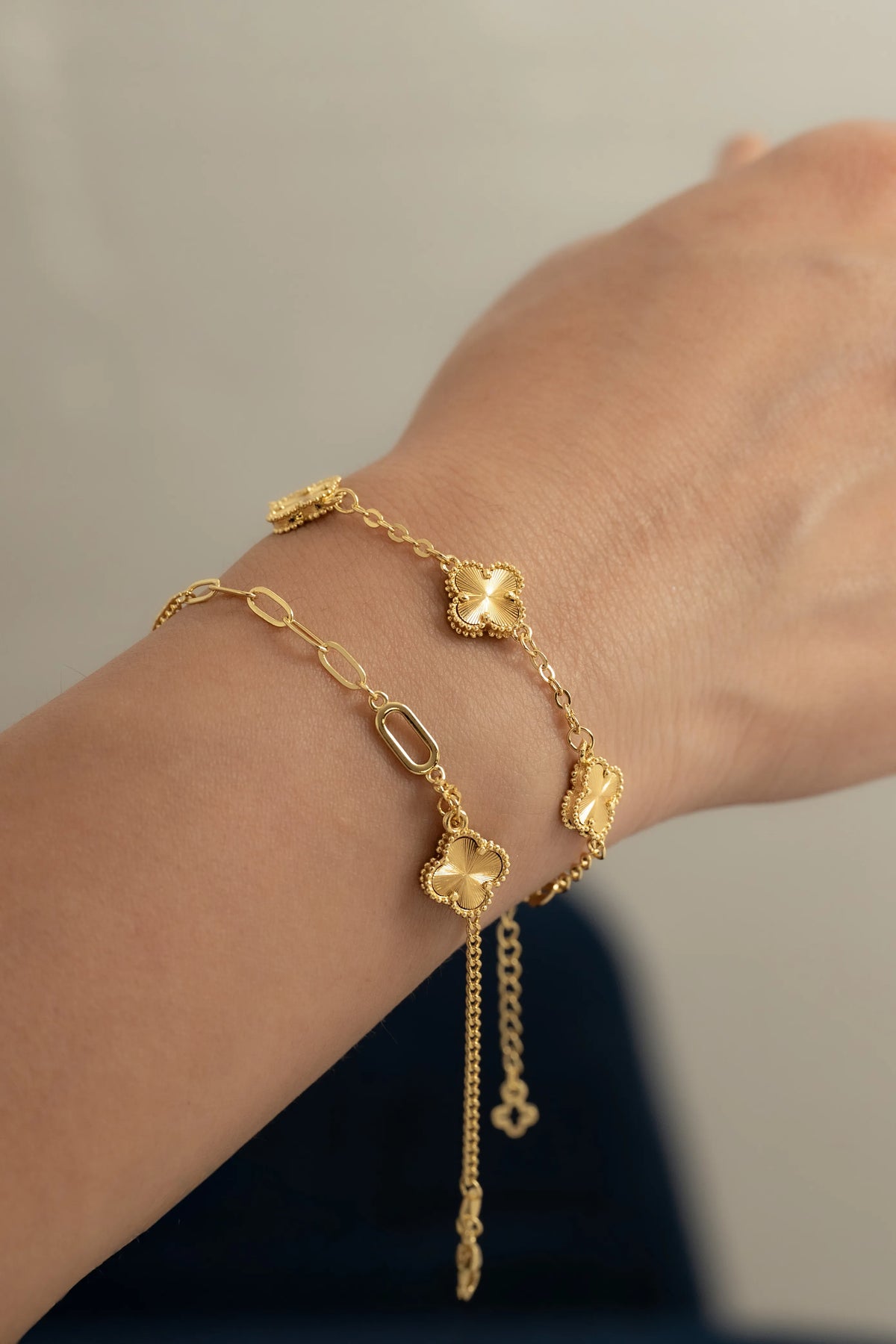 Pulsera Cubana Clover 1,1cm 15cm + Extensor