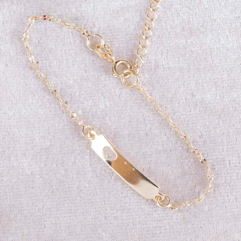 Pulsera Crispeta Placa Corazon Niño 1.5mm - 14cm + Extensor