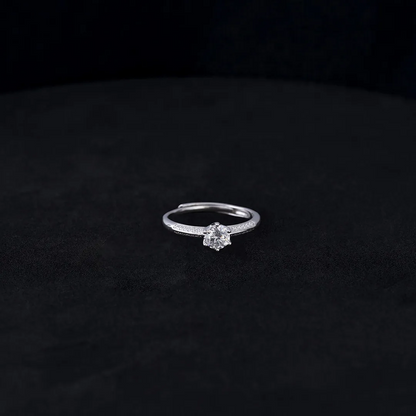 Anillo Solitario Moisanita Pave Lateral Ajustable