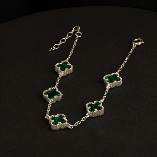 Pulsera Clover 5H Malaquita 10mm 17cms + Extensor (Mujer)